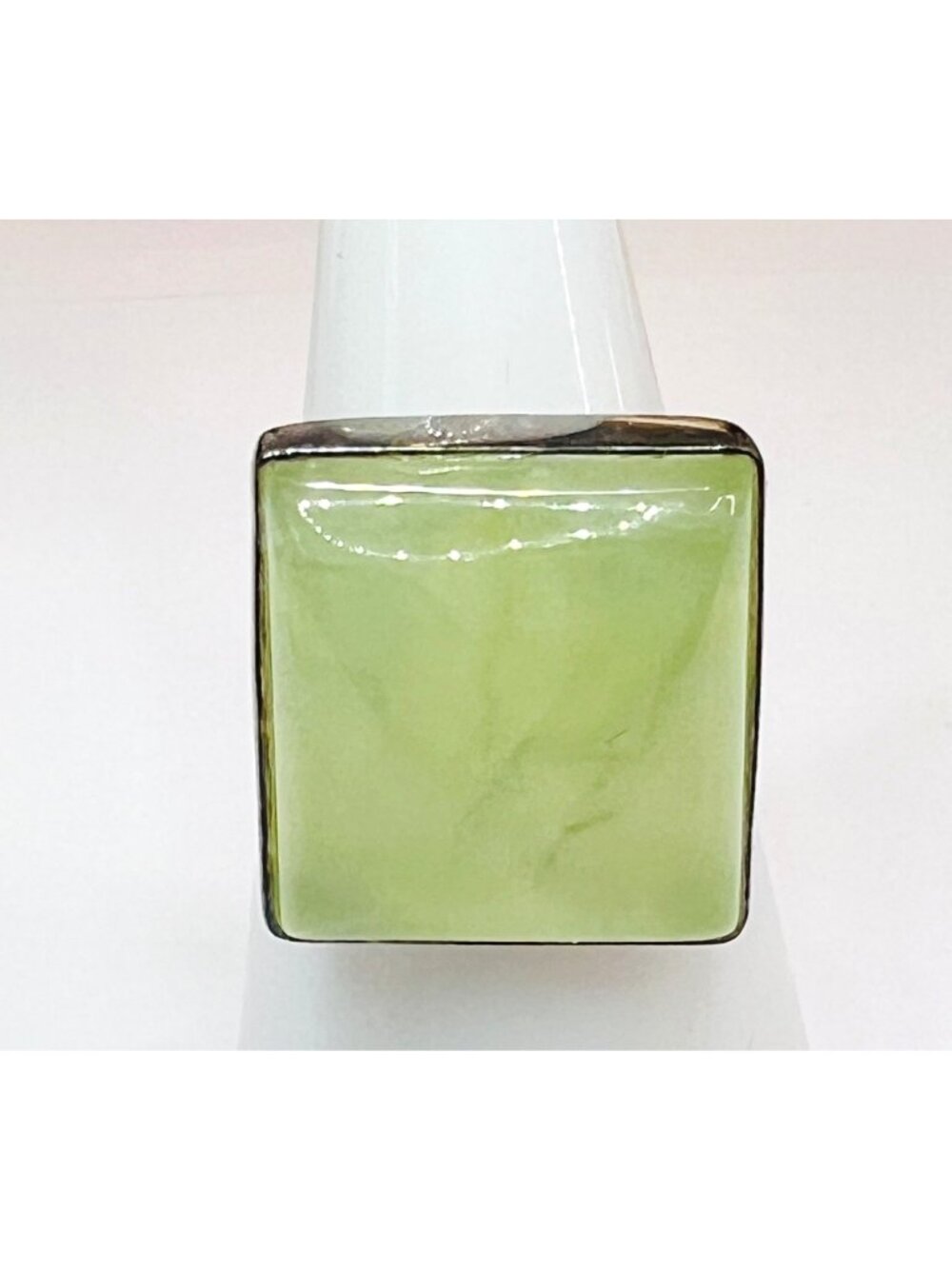 Large Prehnite ring, size 7, statement, artisan, minimalist, .925 sterling silve